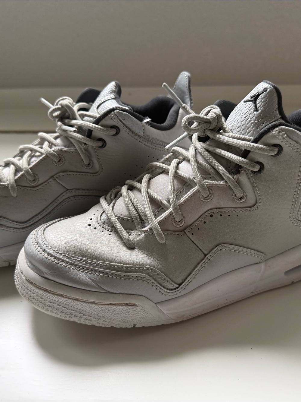 Jordan Kids White and Black Leather Sneakers